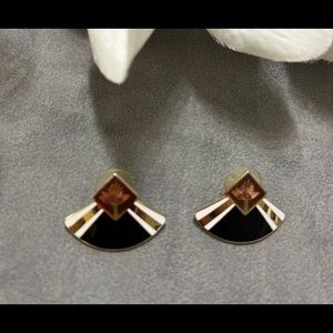 Vintage Laurel Burch Water Lily Fan Pierced Earrings